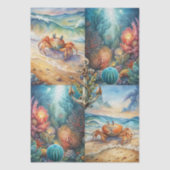 Large Scenic Sea Urchin Anchor & Crab Decoupage 薄葉紙 (正面)