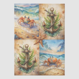 Large Scenic Starfish, Anchors & Crab Decoupage 薄葉紙