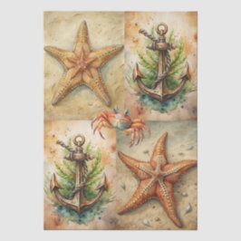 Large Scenic Starfish, Anchors & Crab Decoupage 薄葉紙