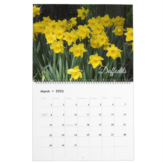 Large Size Beautiful Flowers Calendar カレンダー (3月 2026)