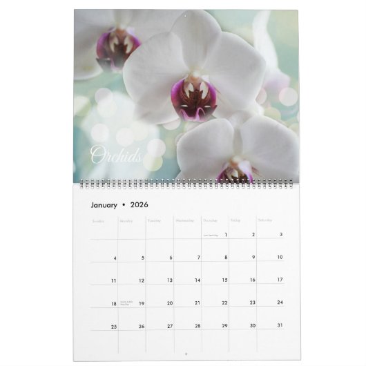 Large Size Beautiful Flowers Calendar カレンダー (1月 2026)