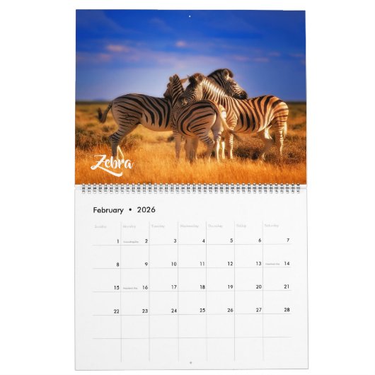 Large Size Exotic Animals Calendar カレンダー (2月 2026)