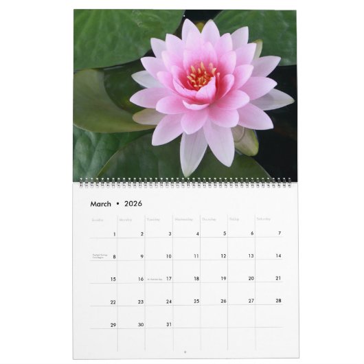 Large Size Exotic Flowers Calendar カレンダー (3月 2026)