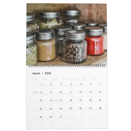 Large Size Herbs & Spices Calendar カレンダー (3月 2026)