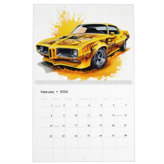 Large Size Hot Rods Calendar カレンダー (2月 2026)
