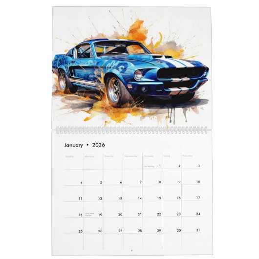 Large Size Hot Rods Calendar カレンダー (1月 2026)