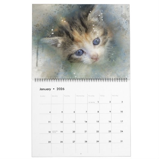 Large Size Kittens Calendar カレンダー (1月 2026)