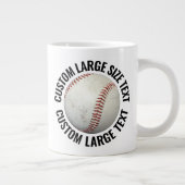 Large Size Personalized Text Baseball Image Custom ジャンボコーヒーマグカップ (右)