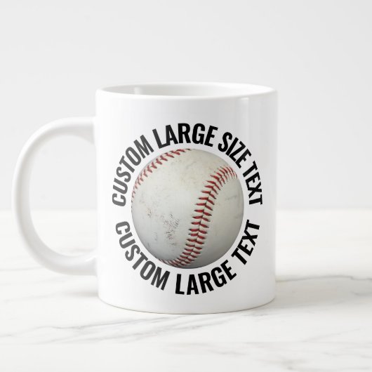 Large Size Personalized Text Baseball Image Custom ジャンボコーヒーマグカップ (左)