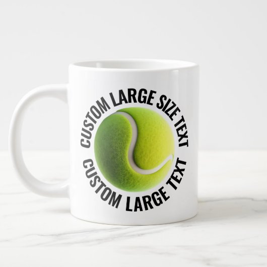 Large Size Personalized Text Tennis Ball Custom ジャンボコーヒーマグカップ (左)