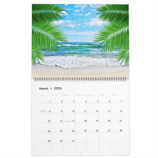 Large Size Tropics Paradise Calendar カレンダー (3月 2026)