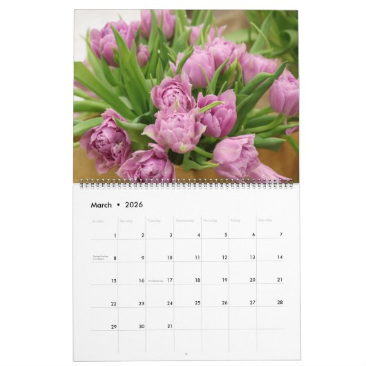 Large Size Tulips Calendar カレンダー (3月 2026)