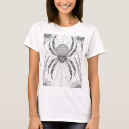 Large Spider on Web in Tree Branches Coloring Page Tシャツ