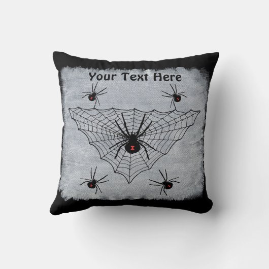 Large Spider Web Black Widow Spiders Black White クッション (裏面)