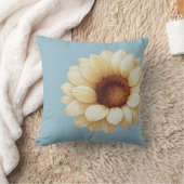 Large Sunflower Sage Green Throw Pillow クッション (ブランケット)