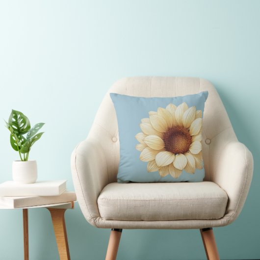 Large Sunflower Sage Green Throw Pillow クッション (椅子)