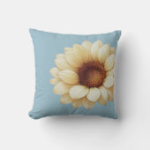 Large Sunflower Sage Green Throw Pillow クッション (正面)