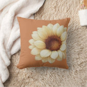 Large Sunflower Terra Cotta Throw Pillow クッション (ブランケット)