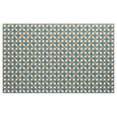 Large Teal Orange Floral Grid Cotton Twill ファブリック (ヤード)