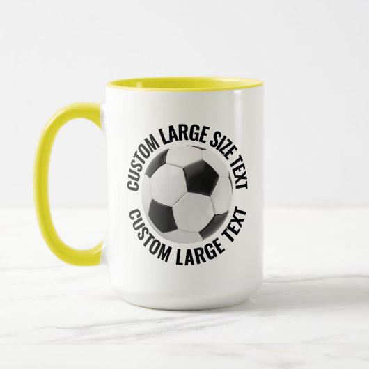 Large Text イエロー Combo 15oz カスタムサッカー マグカップ (左)