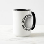 Large Text ブラック コンボ 15oz カスタムゴルフ マグカップ (正面右)