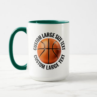 Large Text HUN. GREEN Combo 15oz カスタム バスケットボール マグカップ
