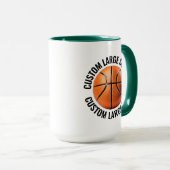 Large Text HUN. GREEN Combo 15oz カスタム バスケットボール マグカップ (正面右)