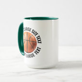 Large Text HUN. GREEN Combo 15oz カスタム バスケットボール マグカップ (正面左)