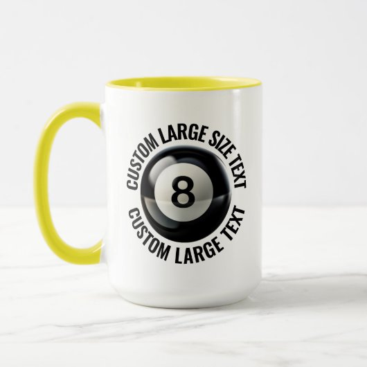 Large Text YELLOW コンボ 15oz カスタム8ボール マグカップ (左)