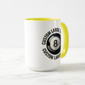 Large Text YELLOW コンボ 15oz カスタム8ボール マグカップ (正面右)