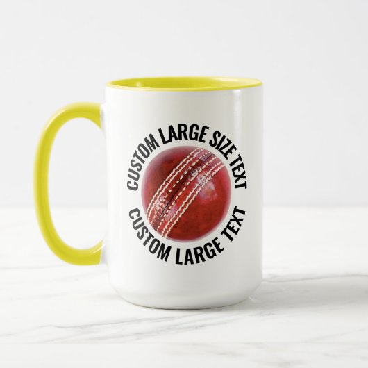 Large Text YELLOW Combo 15oz カスタムクリケット マグカップ (左)