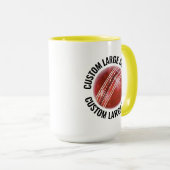 Large Text YELLOW Combo 15oz カスタムクリケット マグカップ (正面右)