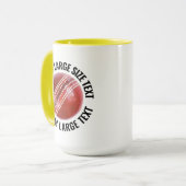 Large Text YELLOW Combo 15oz カスタムクリケット マグカップ (正面左)
