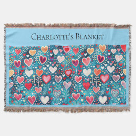 Large Throw - Heart design  スローブランケット