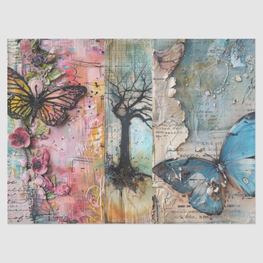 Large Vintage Abstract Art Collage Decoupage 薄葉紙 (正面)