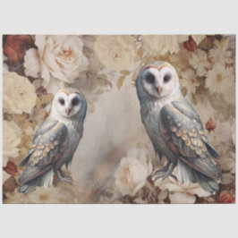 Large Vintage Inspired Victorian Era Roses & Owls 薄葉紙