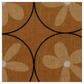 Large Warm Mustard Floral Tile - Natural Linen ファブリック (クローズアップ)