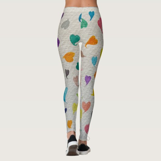 Large Watercolor Hearts Leggings レギンス (裏面)