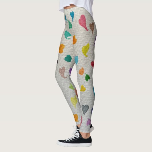 Large Watercolor Hearts Leggings レギンス (左)