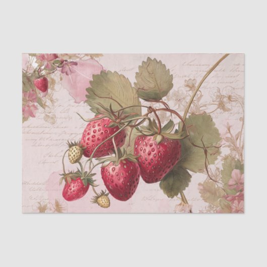 Large Watercolor Strawberries 薄葉紙 (正面)