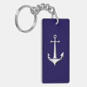Large White Anchor on Dark Blue Key Chain キーホルダー (正面左)