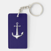Large White Anchor on Dark Blue Key Chain キーホルダー (裏面)