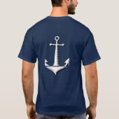 Large White Anchor on Dark Blue  Tシャツ (裏面)