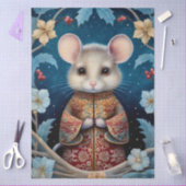 Large Woodland Forestマウスと花模様の分離 薄葉紙 (クラフト)