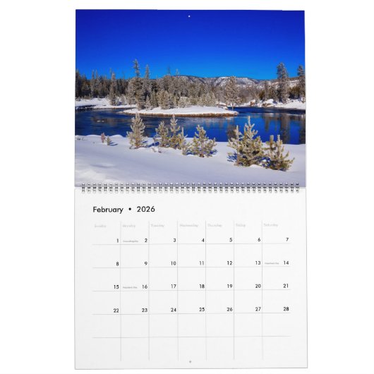 Large Yellowstone Park Calendar カレンダー (2月 2026)