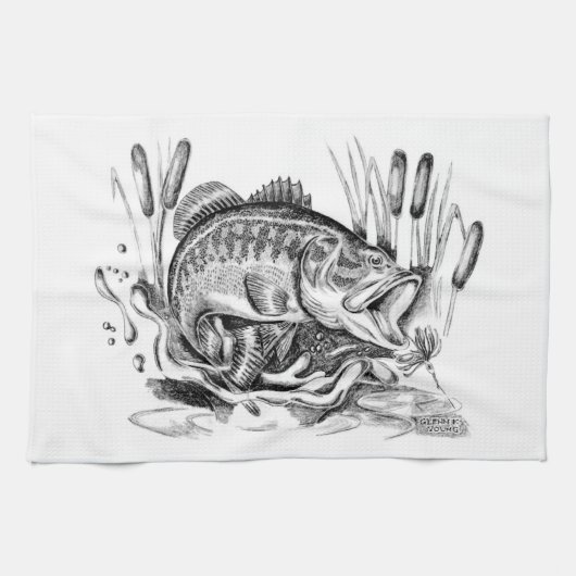 Largemouth Bass キッチンタオル (横)