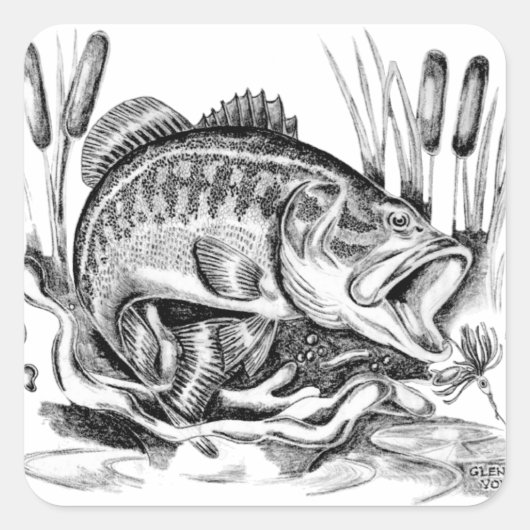 Largemouth bass スクエアシール (正面)