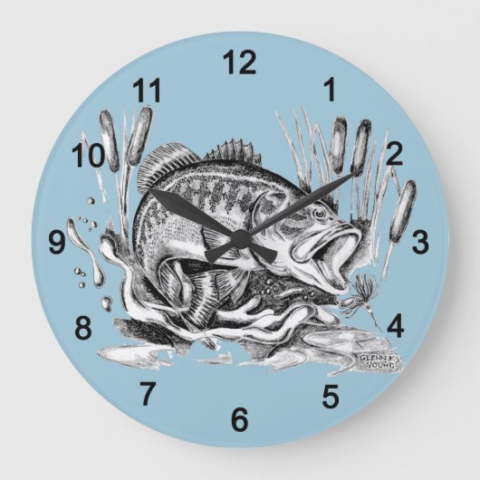 Largemouth Bass ラージ壁時計 (正面)