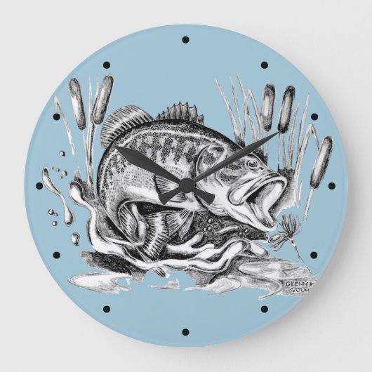 Largemouth Bass ラージ壁時計 (正面)