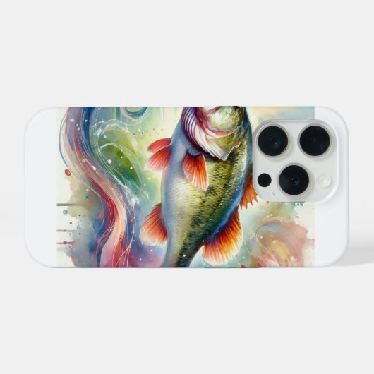 Largemouth Bass 290924AREF123 - Watercolor iPhoneケース (裏面横)